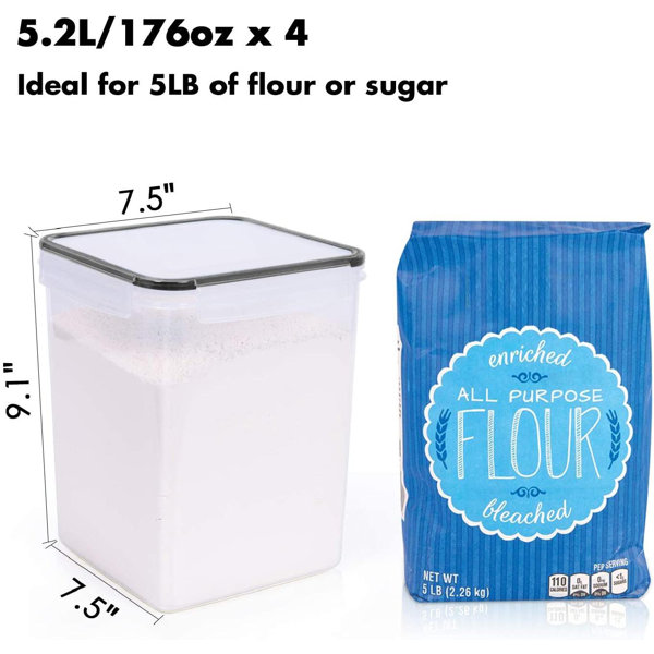 Prep & Savour Flour Sugar Containers Set, 8 Piece Airtight Food Storage